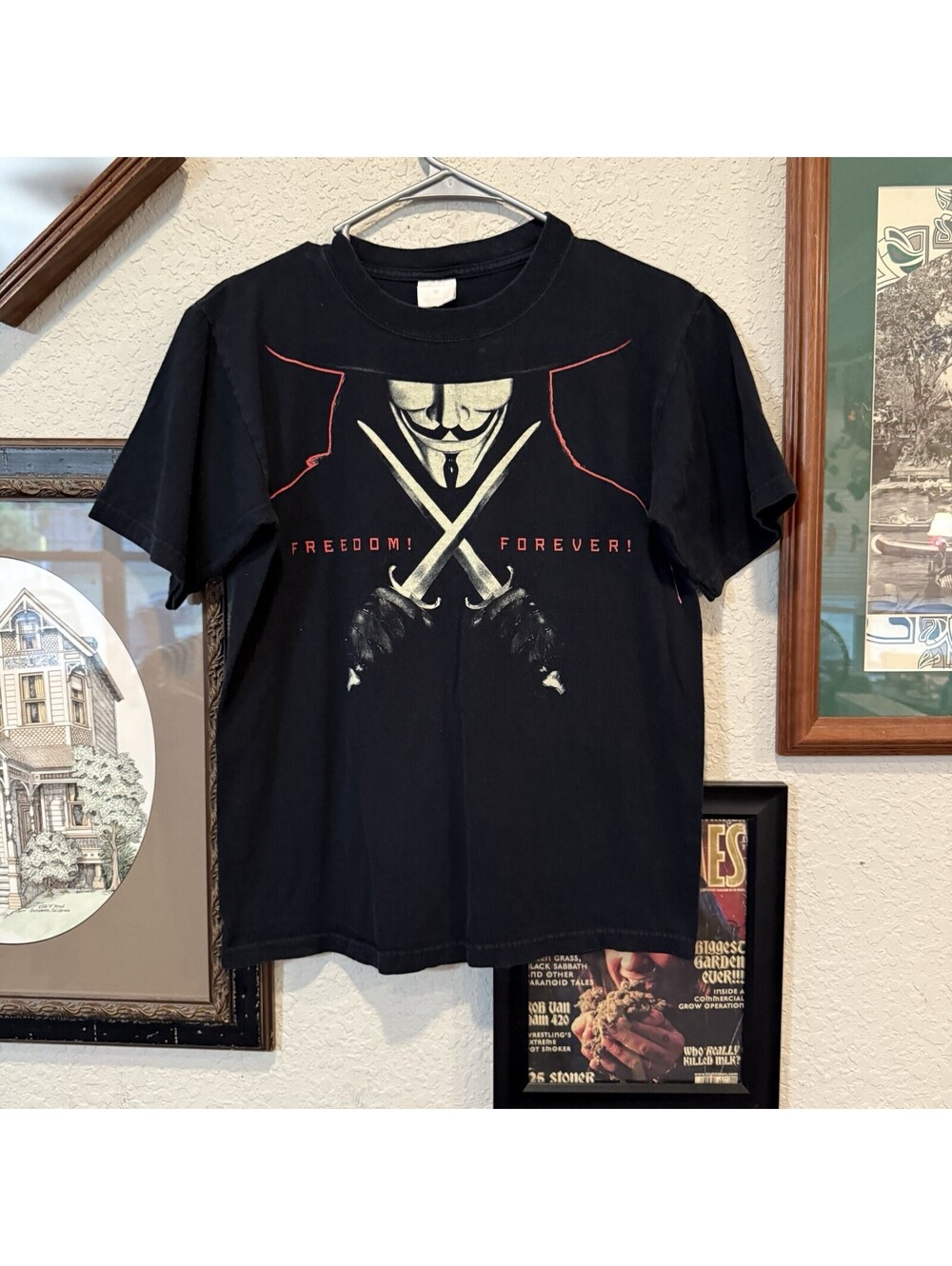 Vintage 00s RARE V For Vendetta Action Western Movie Promo Shirt Size Mens Small